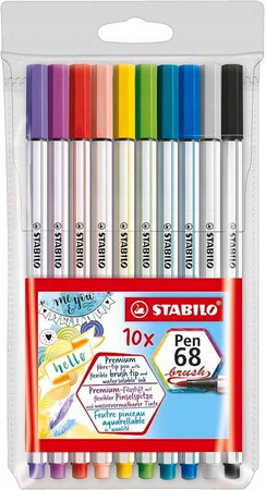 Flamastry STABILO Pen 68 brush opk 10 kolorów