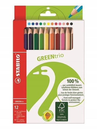 Kredki ołówkowe STABILO GREEN Trio etui 12 szt.