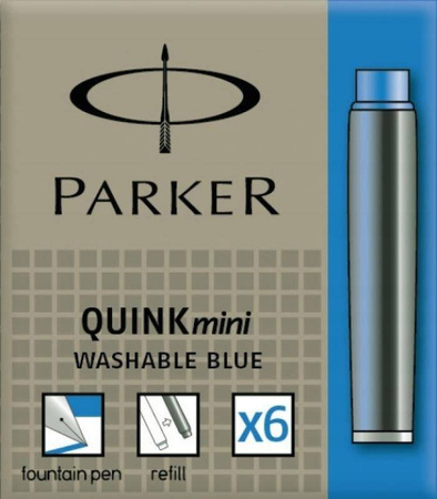 PARKER QUINK niebieskie mini naboje do pióra 5 szt