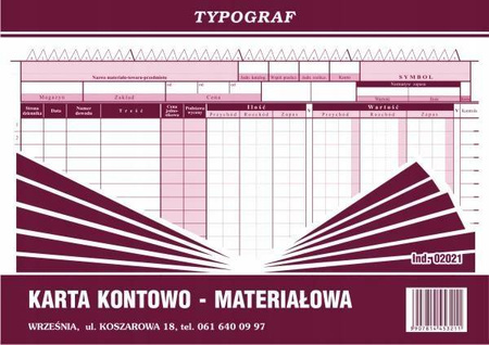 Karta kontowo-materiałowa Typograf 02021 A4 80k.