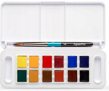 Zestaw Aqafine Travel Set 12 kolorów + pędzelek