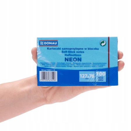 Bloczek samop. DONAU 127x76 100szt neon blue