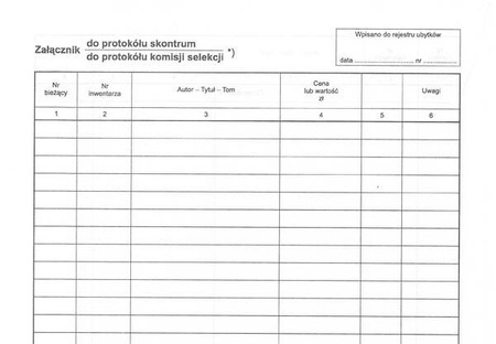 Załącznik do protokołu skontrum