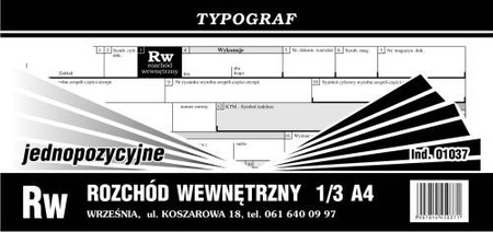 Druk RW 1/3 A4 1 pozycja Tyograf