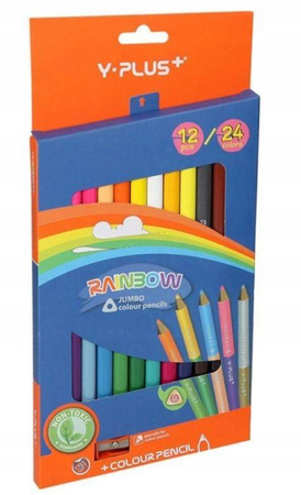 24 Kredki Jumbo Rainbow dwustronne + temperówka