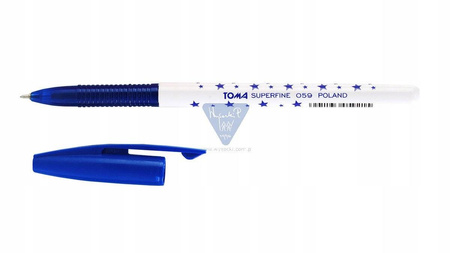 Niebieski długopis SUPERFINE gwiazdy 05mm Toma-059