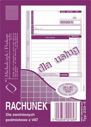 Rachunek dla usług Michalczyk i Prokop 233-5 A6 80