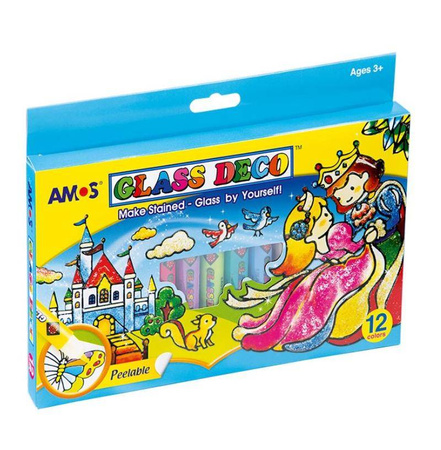 Farby witrażowe AMOS GD10P12R 10,5ml x 12 kolorów