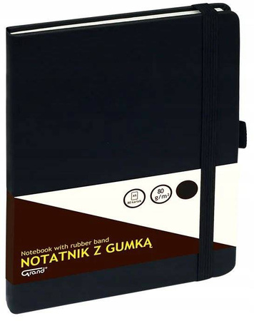 Notatnik Grand A5 80 kartek czarny z gumką