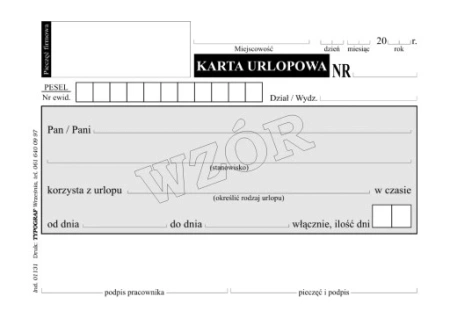 Karta urlopowa Typograf A6 01131