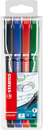 Cienkopis STABILO sensor F etui 4 szt.
