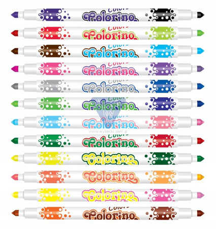 Flamastry dwukolorowe 12 sztuk / 24 kol. Colorino