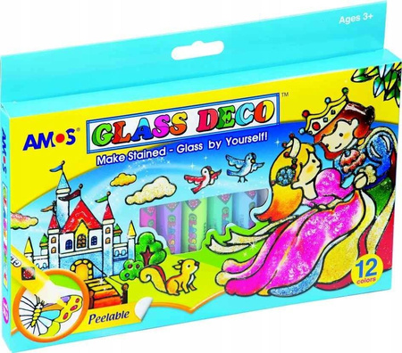 Farby witrażowe AMOS GD10P12R 10,5ml x 12 kolorów
