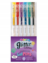 Długopisy żelowe Brokatowe 6 szt Colorino