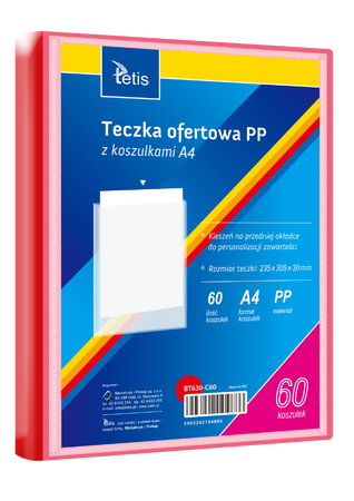 TECZKA OFERTOWA PP Z 60 KOSZULKAMI A4 CZERWONA BT630-C60