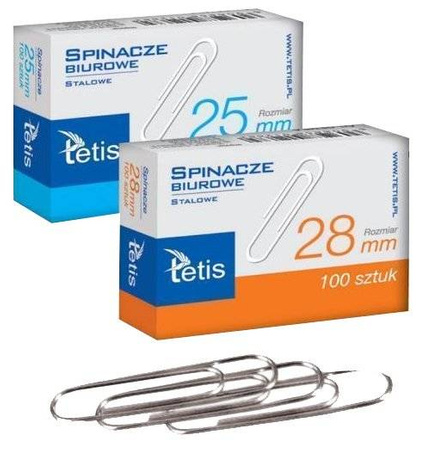 Spinacze biurowe Tetis GS140 okrągłe 33 mm 100 szt