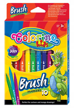 Flamastry pędzelkowe 10 kolorów Colorino