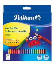 Kredki trójkątne Pelikan cienkie 24 kol. 3 i 4 mm