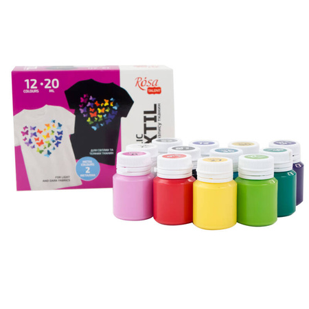 Rosa Talent farby do tkanin Heart 12 kolorów 20ml