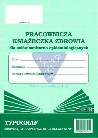 Pracownicza książeczka zdrowia Typograf 02065