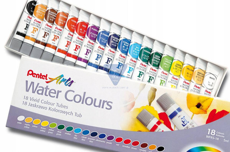 Farby akwarelowe w tubce 18 kolorów Pentel