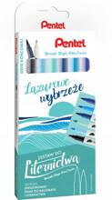 Pisaki Pentel Brush 6 sztuk Lazurowe Wybrzeże
