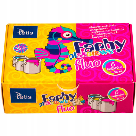 Farby plakatowe Fluo Tetis KF002 w 6 kolorach