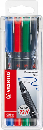 Cienkopis STABILO OHPen F permanentny etui 4 szt.