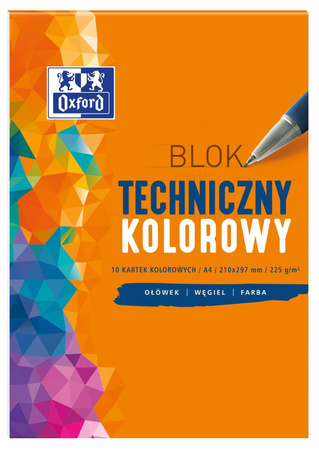 Blok techniczny Oxford A4 10 kartek kolorowy