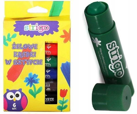 Żelowe kredki Strigo w sztyfcie 6 kolorów