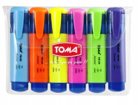 Zakreślacze tekstu Toma TO-334-06 6 sztuk w etui