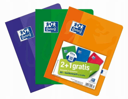 Zestaw 3 zeszytów Oxford A5 60 kartek w kratkę #