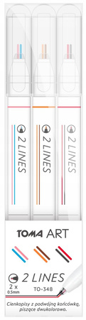 Cienkopisy 2 Lines Toma TO-348-A Zestaw 3 sztuk