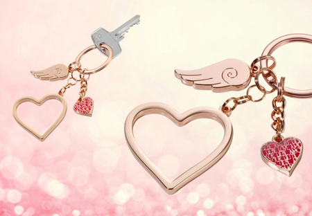 BRELOK TROIKA LOVE IS IN THE AIR, EMALIOWANY METAL, RÓŻOWE ZŁOTO