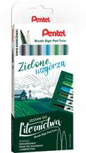 Pisaki Pentel Brush 6 sztuk Zielona Wzgórza