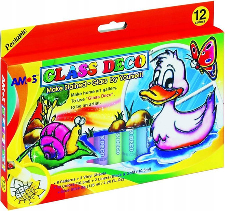 Farby witrażowe AMOS GD10P12R 10,5ml x 12 kolorów