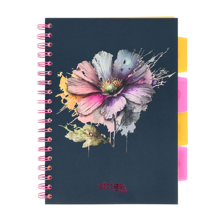 Kołozeszyt STRIGO PADS Project Book B5 kratka Kwiaty granatowy
