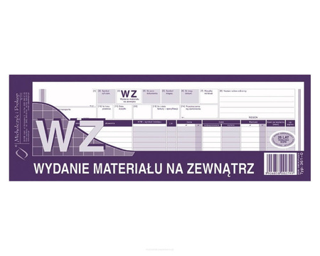 WZ Wydanie mat.na zewnątrz 1/2 A4