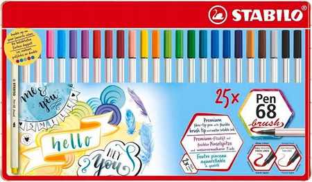 Flamastry STABILO Pen 68 brush opk 25 sztuk