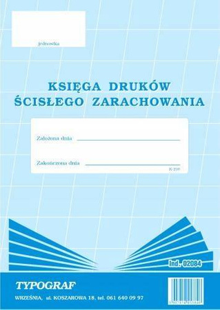 Księga druków ścisłego zarachowania Typograf 02084