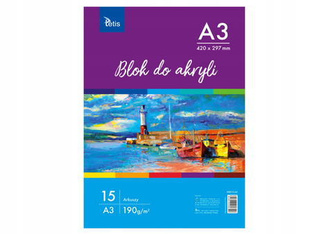 BLOK DO AKRYLI A3 190g 15ark. KB012 TETIS