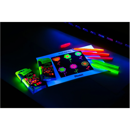 Pisaki Pentel Brush Sign Pen 5 sztuk Fluo Art