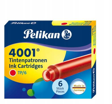 Naboje krótkie Pelikan CZERWONE TP/6 szt