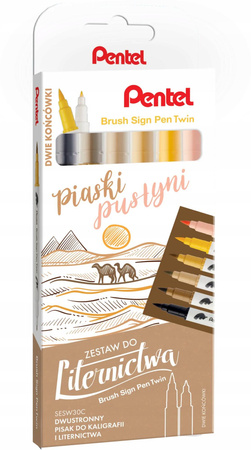 Pisaki Pentel Brush 6 sztuk Piaski Pustyni