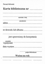 Karta biblioteczna (karton)