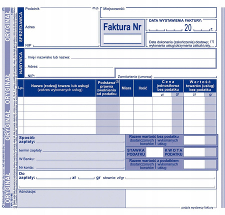 Faktura z jedną stawką podatku MiP 131-4E 2/3A5 80