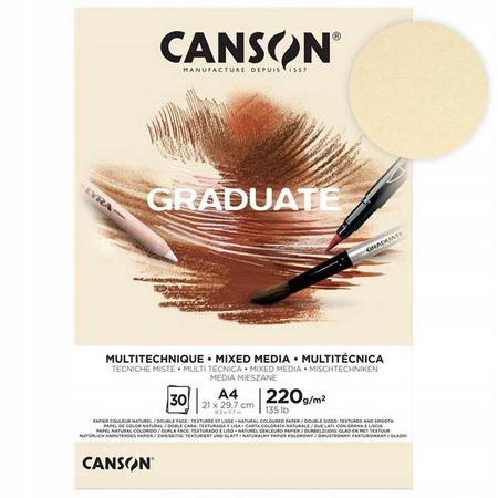 BLOK_MIX-MED. CANSON GRADUATE A4 220g 20A YELLOW OCHRE FILA