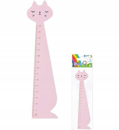 Linijka Fiorello drewniana 15 cm kot różowy