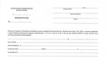 Skierowanie dziecka do placówki wychowawczej