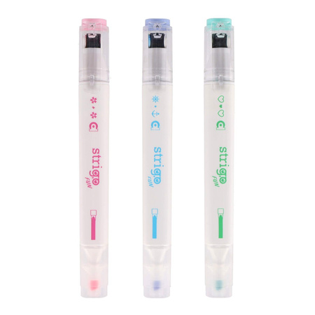 STRIGO ZAKREŚLACZE I STEMPELKI NA ROLCE 2W1 3szt.